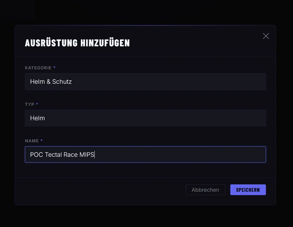 Ausrüstung hinzufügen