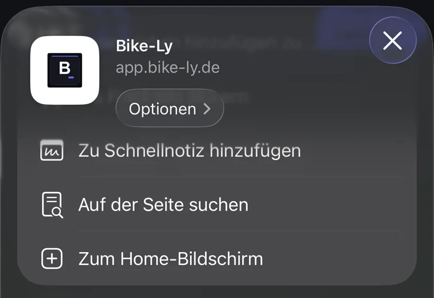 RyTracks zum iOS Home-Bildschirm hinzufügen