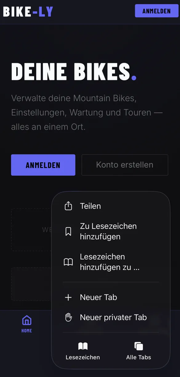 iOS Teilen-Menü zum Hinzufügen zum Home-Bildschirm