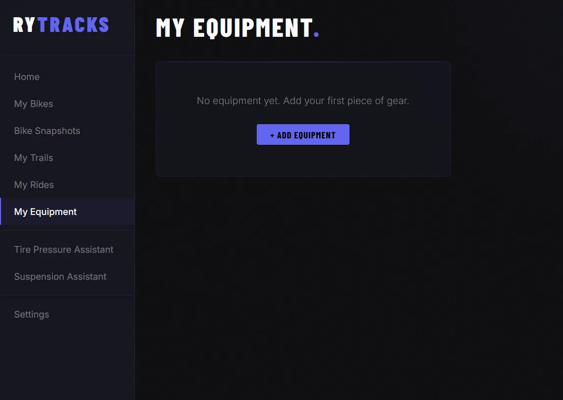 RyTracks My Gear screen