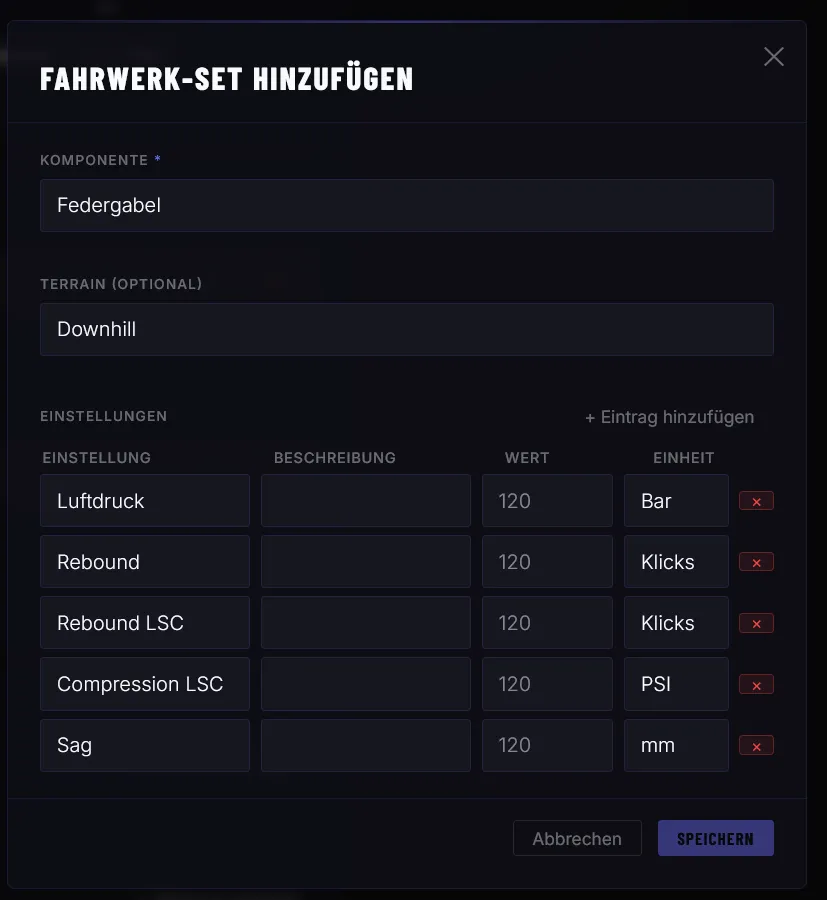 Fahrwerk-Set bearbeiten